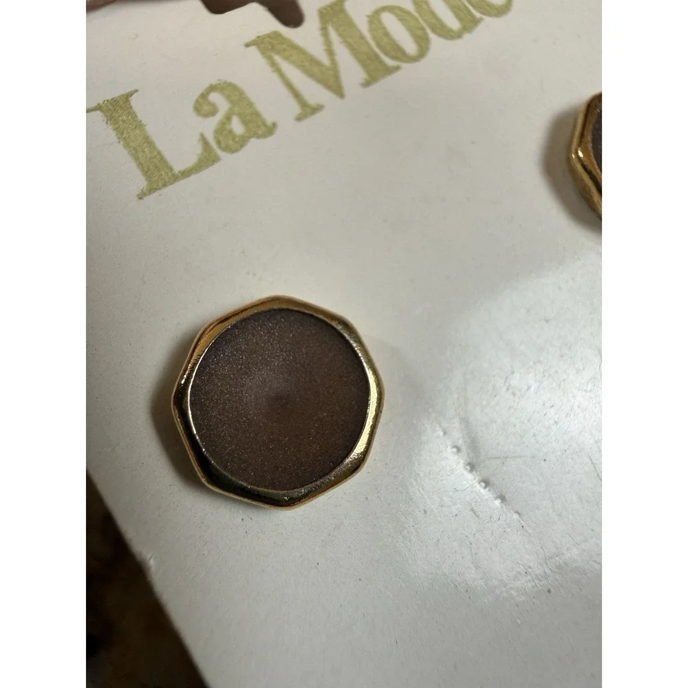 Vintage La‎ Mode 2914 Brown Metal Shank Buttons 11mm 7/16